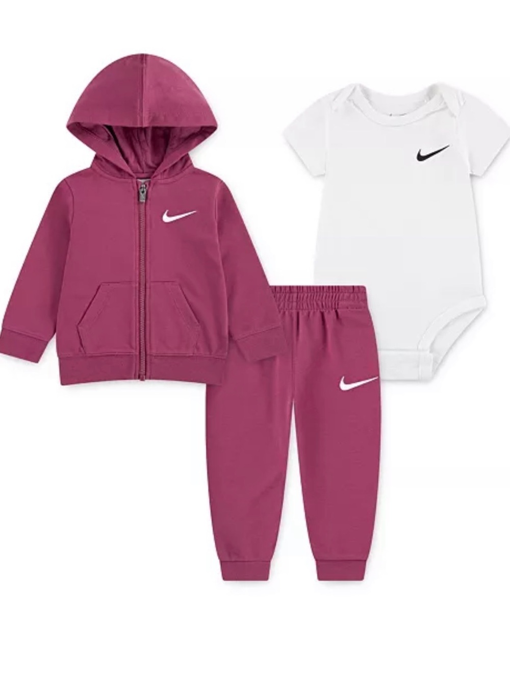 Nike Baby Hoodie Jacket + Bodysuit + Jogger Pants Outfit Athletic 6M EUC